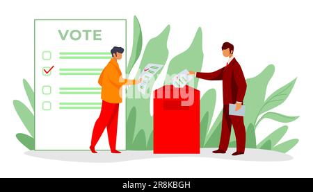 Voters inserting forms into ballot boxes Stock Vector