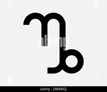 Capricorn Zodiac Sign. Astrology Horoscope Astronomy Mythology Cosmos. Black White Shape Sign Symbol Illustration Artwork Graphic Clipart EPS Vector Stock Vector