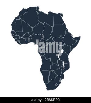 Accurate correct detailed africa map with separated states countries political electoral vector isolated on white background Stock Vector