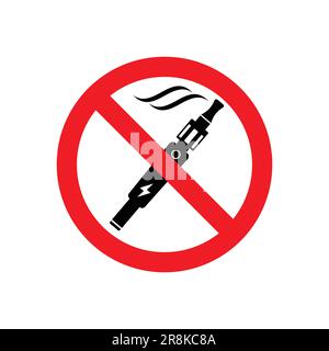 classic simple no vaping e cigarette smoking sign symbol in red circle vector isolated on white background Stock Vector
