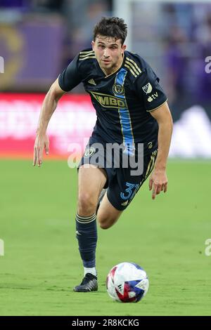 June 21, 2023: Philadelphia Union midfielder LEON FLACH (31) drives the ball during the first half of the MLS Orlando City vs Philadelphia Union soccer match at Exploria Stadium in Orlando, Fl on June 21, 2023. (Credit Image: © Cory Knowlton/ZUMA Press Wire) EDITORIAL USAGE ONLY! Not for Commercial USAGE! Stock Photo