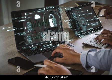 datum technology analytic digital on laptop analyst working with business analytics and datum data finance management strategy Stock Photo