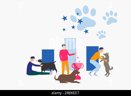Dog owners celebrating victory Stock Vector