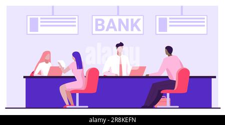 Bank workers providing service to clients Stock Vector