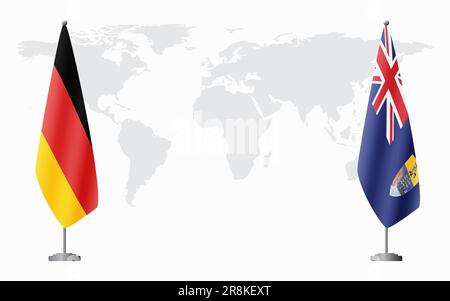 Germany and Saint Helena flags for official meeting against background of world map. Stock Vector