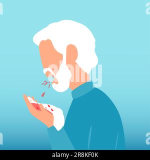 Vector of an elderly man coughing up blood Stock Vector