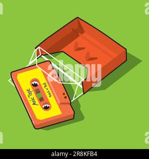 cassette tape vintage pop art colorful Stock Vector