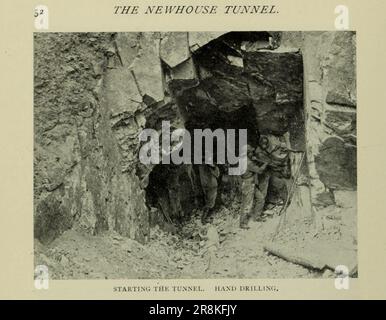 Starting the tunnel - hand drilling from the Article The Newhouse Tunnel [Argo Tunnel ] at Idaho Springs, Colorado USA by Arthur Lakes from The Engineering Magazine DEVOTED TO INDUSTRIAL PROGRESS Volume X October 1896 NEW YORK The Engineering Magazine Co Stock Photo