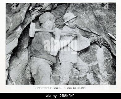 Hand Drilling from the Article The Newhouse Tunnel [Argo Tunnel ] at Idaho Springs, Colorado USA by Arthur Lakes from The Engineering Magazine DEVOTED TO INDUSTRIAL PROGRESS Volume X October 1896 NEW YORK The Engineering Magazine Co Stock Photo