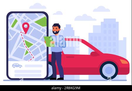 Man searching car for rent Stock Vector