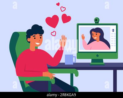 Single man finding love in internet Stock Vector
