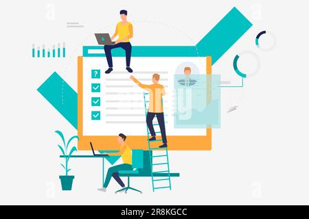 Business people working with information on computers Stock Vector