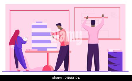 Architects working on building model Stock Vector