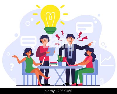 Aggressive boss scolding upset employees [Converted] Stock Vector Image ...