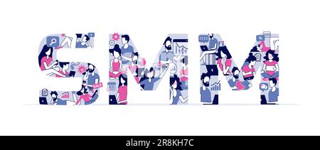 SMM and digital marketing campaign concept and web banner. Stock Vector