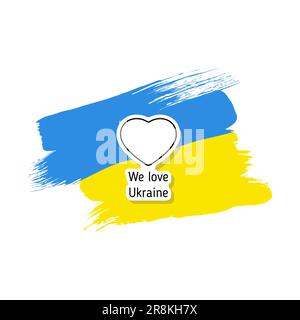 we love Ukraine black and white sticker Stock Vector
