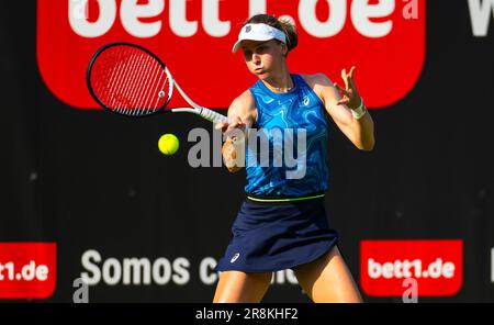 Liudmila Samsonova of Russia in action during the first round of the 2023 bett1 Open, WTA 500 tennis tournament on June 20, 2023 in Berlin, Germany Stock Photo