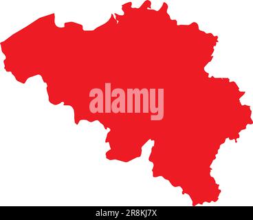 Map of Belgium in red contour lines with Shadow Stock Vector Image ...