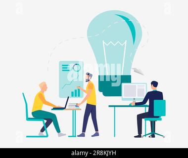 Light bulb and professional company staff working Stock Vector