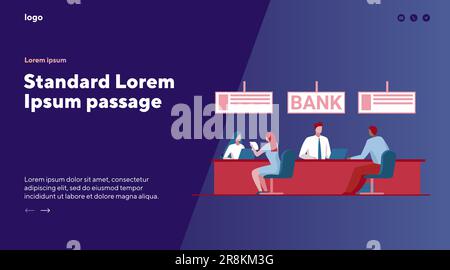 Bank workers providing service to clients Stock Vector