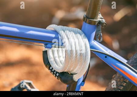 Thick code locker on a bicycle outdoors Stock Photo