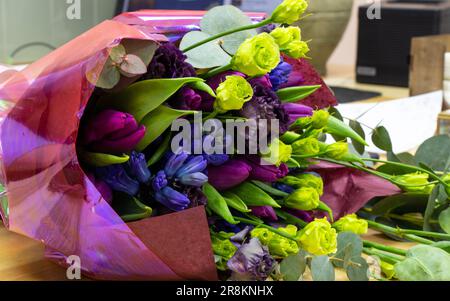 bouquet of different flowers background Stock Photo
