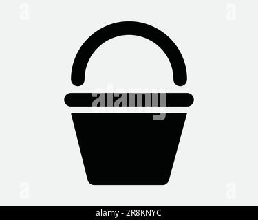 Bucket Pail Icon. Pot Water Container Trashcan Trash Garbage Can Bin Clean Wash Black White Sign Symbol Shape Illustration Graphic Clipart EPS Vector Stock Vector