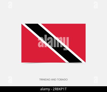 Trinidad & Tobago Rectangle flag icon with shadow. Stock Vector