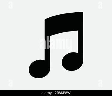 Music Icon. Melody Musical Note Key Quaver Tone Song Sing Tune Audio. Black White Shape Sign Symbol Illustration Artwork Graphic Clipart EPS Vector Stock Vector