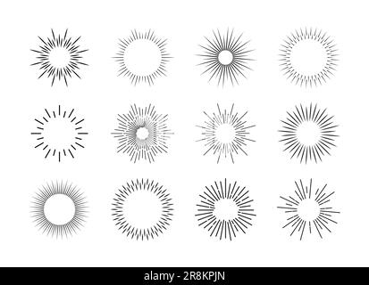 Bursting sun rays set Stock Vector