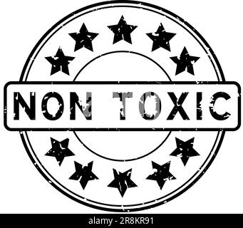 Grunge black non toxic word with star icon round rubber seal stamp on white background Stock Vector