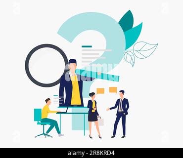 Man browsing information, people talking vector illustration Stock Vector
