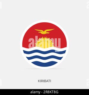 Kiribati round flag icon with shadow. Stock Vector