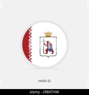 Mari El round flag icon with shadow. Stock Vector