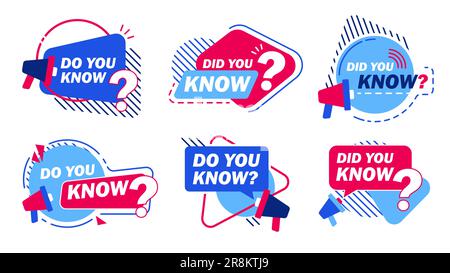 Did you know question flat icon collection Stock Vector