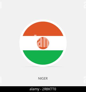 Niger round flag icon with shadow. Stock Vector