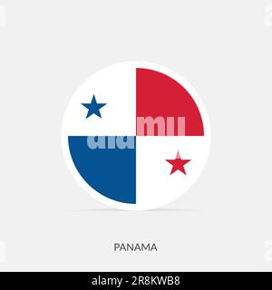 Panama round flag icon with shadow. Stock Vector