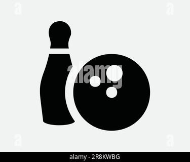 Bowling Ball and Pin Icon Sport Competition Game Strike Hobby Recreation Play Black White Sign Symbol Illustration Artwork Graphic Clipart EPS Vector Stock Vector
