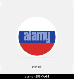 Russia round flag icon with shadow. Stock Vector
