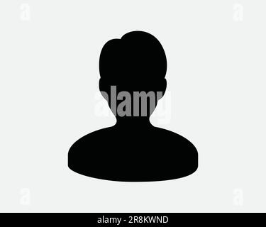 Man Head Silhouette Icon. Person User Social Account Profile Character Avatar Black White Sign Symbol Illustration Artwork Graphic Clipart EPS Vector Stock Vector