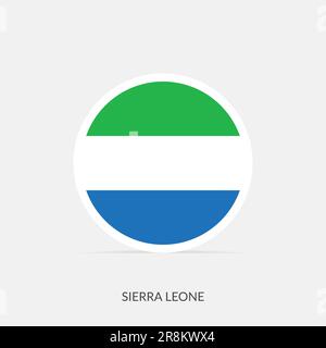 Sierra Leone round flag icon with shadow. Stock Vector