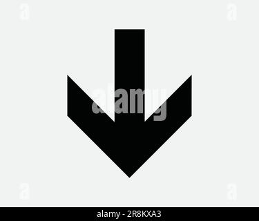 Down Arrow Icon. Downward Under Below Download Here Place Position Direction Navigation. Black White Sign Symbol Artwork Graphic Clipart EPS Vector Stock Vector