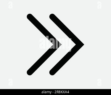 Double Right Arrow Icon. Direction Navigation Path Route Next Skip Forward. Black White Sign Symbol Illustration Artwork Graphic Clipart EPS Vector Stock Vector