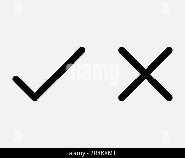 Right and Wrong Icon. Tick Cross Correct Incorrect Okay OK Status Positive Negative True False. Black White Sign Symbol Graphic Clipart EPS Vector Stock Vector