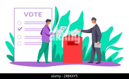 Voters inserting forms into ballot boxes Stock Vector