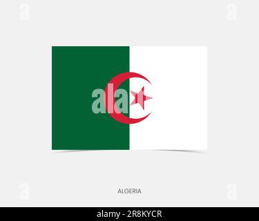 Algeria Rectangle flag icon with shadow. Stock Vector