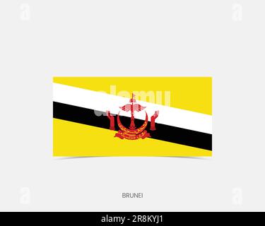 Brunei Rectangle flag icon with shadow. Stock Vector