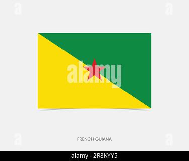 French Guiana Rectangle flag icon with shadow. Stock Vector