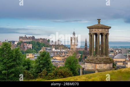 Edinburgh, UK. 22nd June, 2023. Edinburgh, Scotland, UK. A view from Carlton Hill in the centre of Edinburgh, looking over the iconic city skyline towards the Balmoral Hotel, The Scott Monument and Edinburgh Castle. Picture Credit: phil wilkinson/Alamy Live News Stock Photo