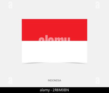 Indonesia Rectangle flag icon with shadow. Stock Vector